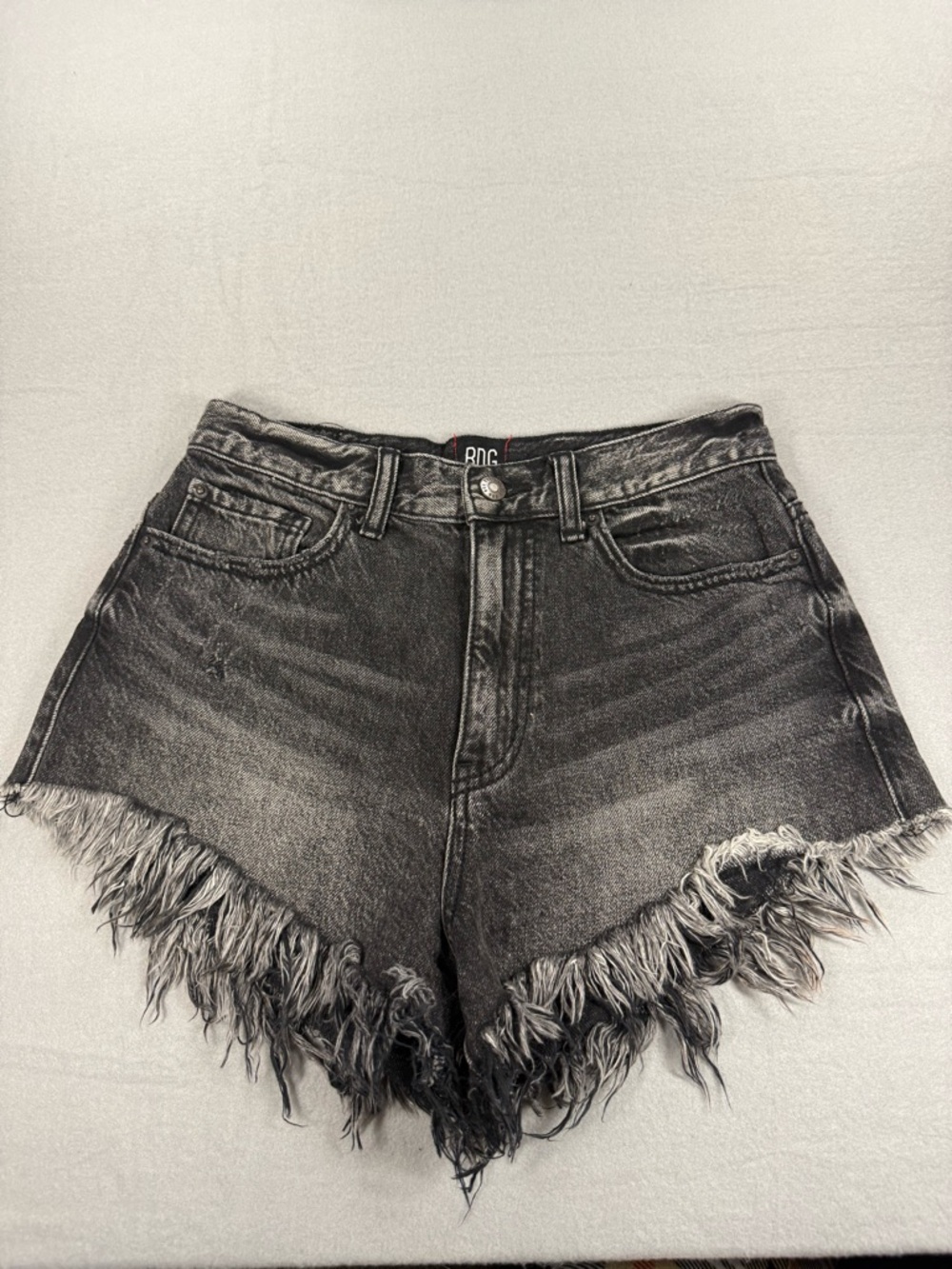 BDG Black High-Waist Frayed Denim Shorts Cheeky festival